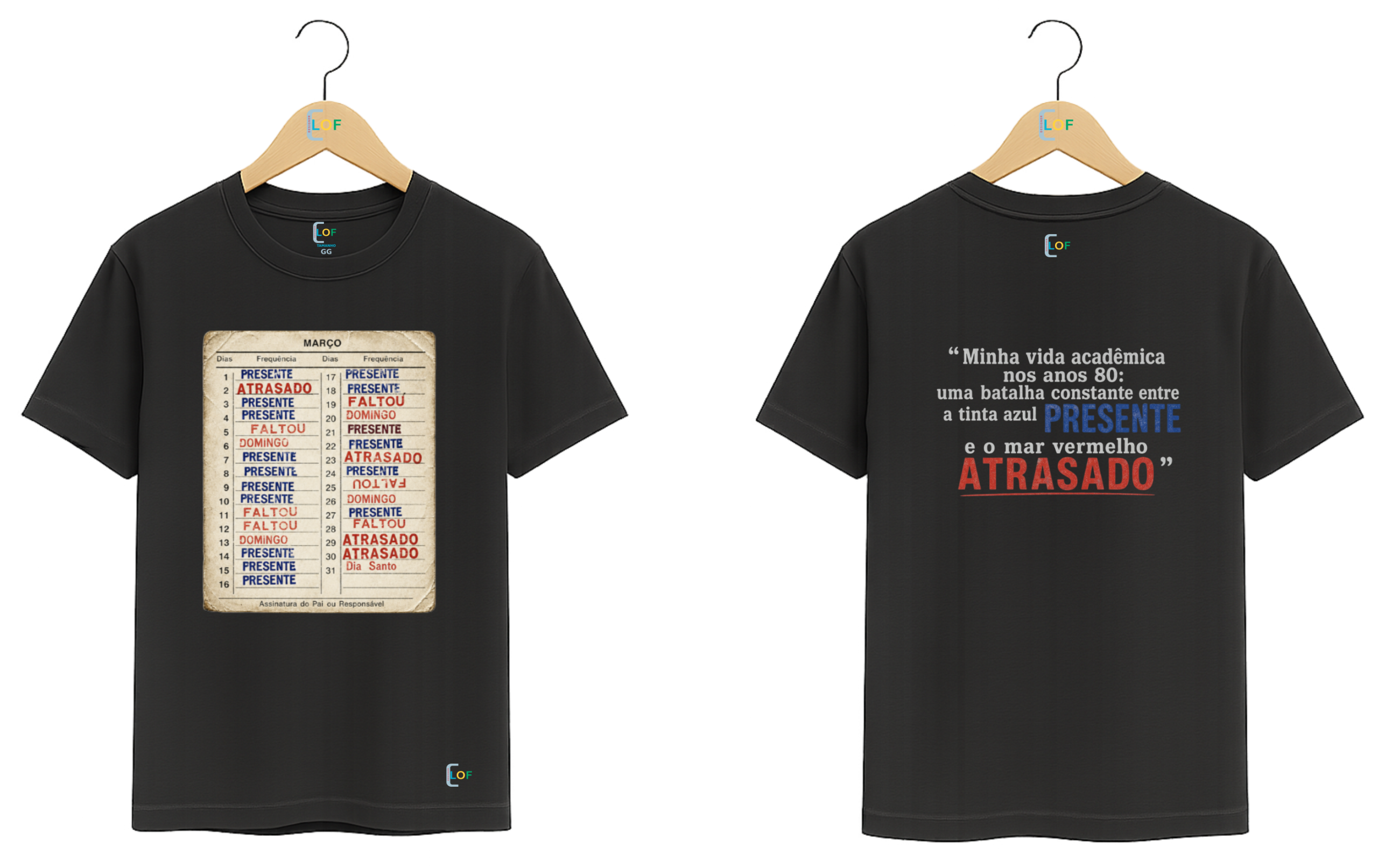 Camiseta – Caderneta – Presente e Atrasado