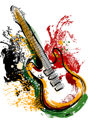 Camiseta –  Estampas - Guitarra Color